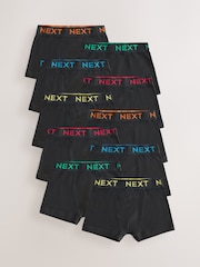 Black with colour waistband Trunks 10 Pack (1.5-16yrs) - Image 1 of 8