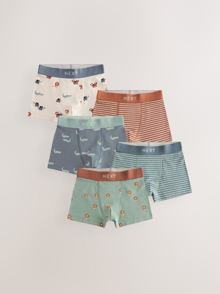 Mini Safari Print Boxers Trunks 5 Pack (1.5-12yrs) - Image 1 of 9