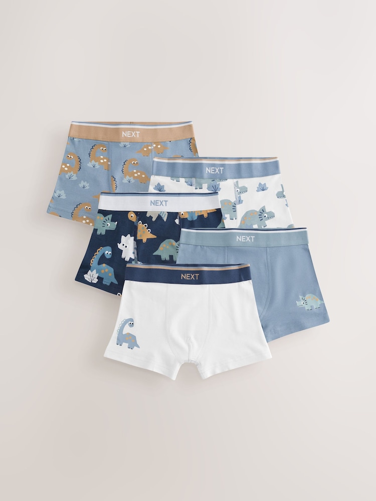 Blue/Brown Dino Trunks 5 Pack (1.5-12yrs) - Image 1 of 9 Blue/Brown Dino Trunks 5 Pack (1.5-12yrs) - Image 1 of 9
