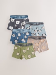 Blue/Green Animal Print Boxers Trunks 5 Pack (1.5-12yrs) - Image 1 of 9