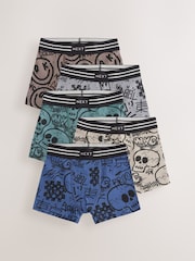 Grafitti Skull Print Trunks 5 Pack (2-16yrs) - Image 1 of 9