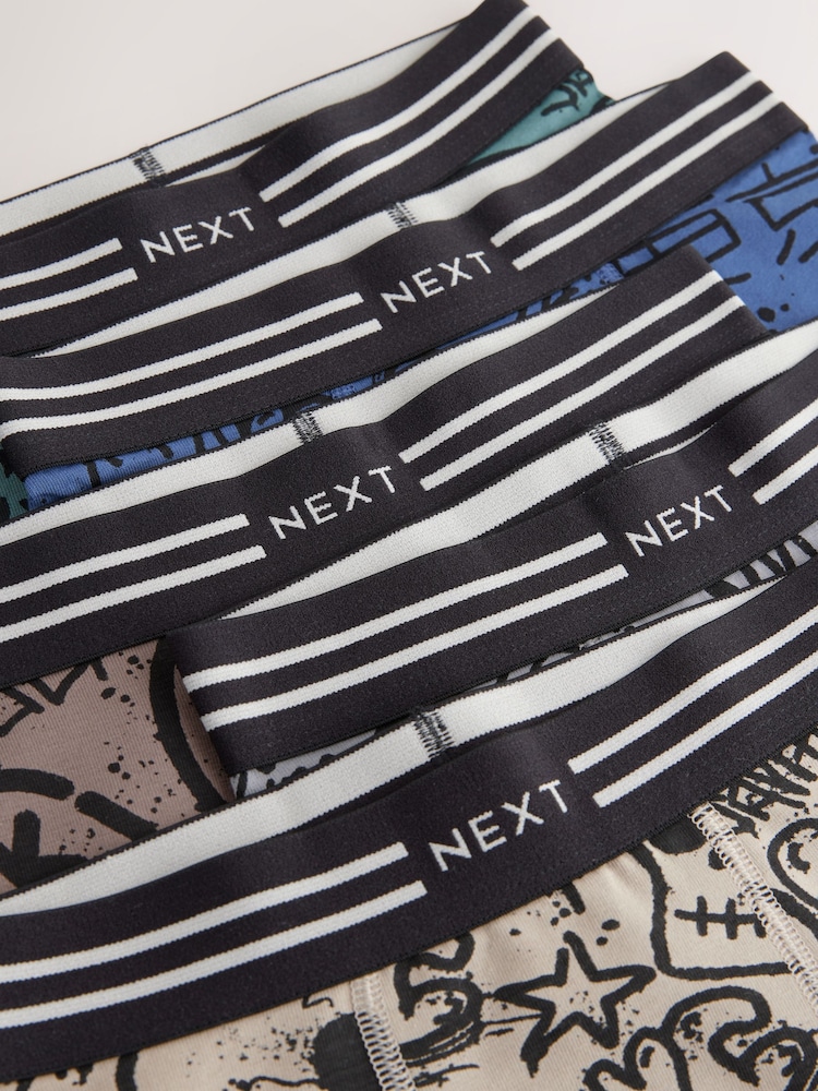 Grafitti Skull Print Trunks 5 Pack (2-16yrs) - Image 8 of 9