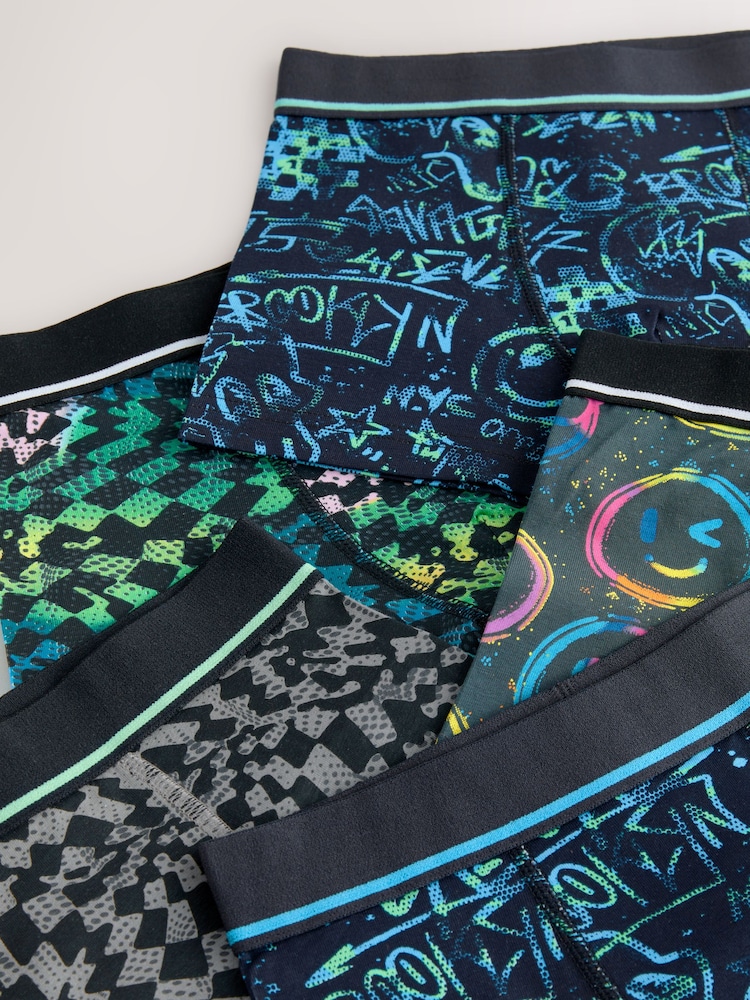 Multi Grafitti Print Trunks 5 Pack (2-16yrs) - Image 8 of 9