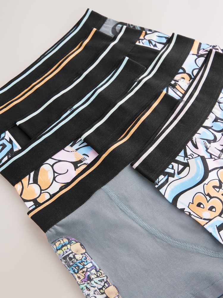 Pastel Grafitti Print Trunks 7 Pack (2-16yrs) - Image 10 of 11
