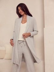 Gris - Cardigan long aspect maille - Image 1 of 7