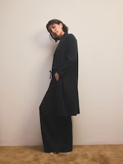 Черный - Удлиненный вязаный кардиган - Image 3 of 7