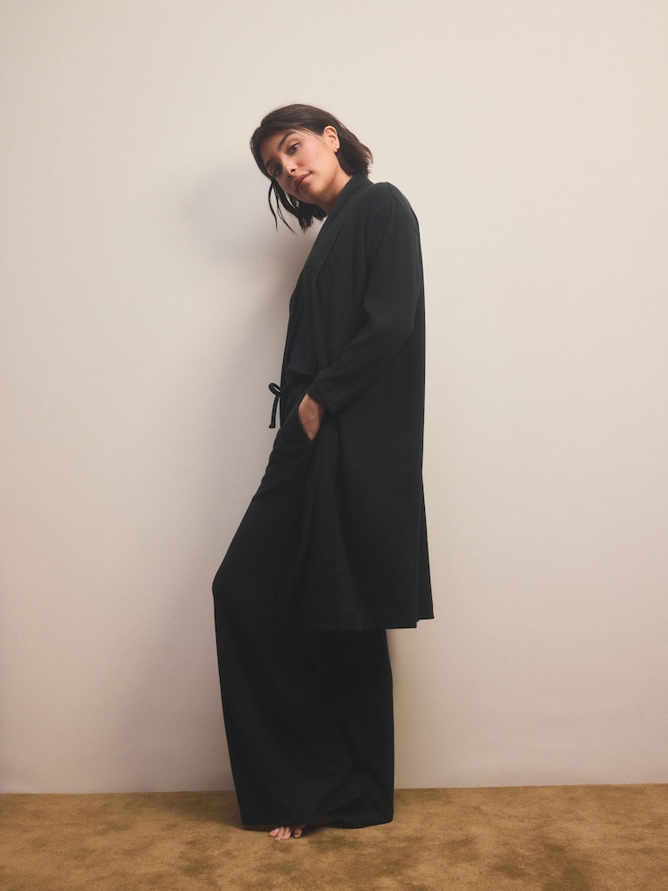 Black Longline Knitlook Cardigan - Image 3 of 7