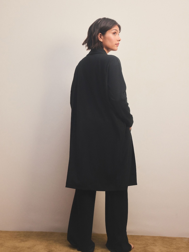 Black Longline Knitlook Cardigan - Image 4 of 7