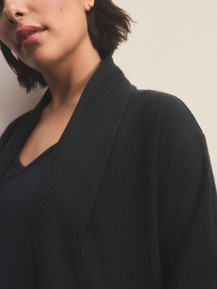 Black Longline Knitlook Cardigan - Image 5 of 7