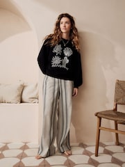 Black/White Jacquard Trousers - Image 1 of 8
