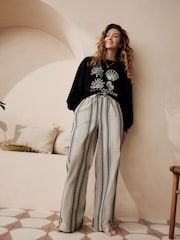 Black/White Jacquard Trousers - Image 2 of 8