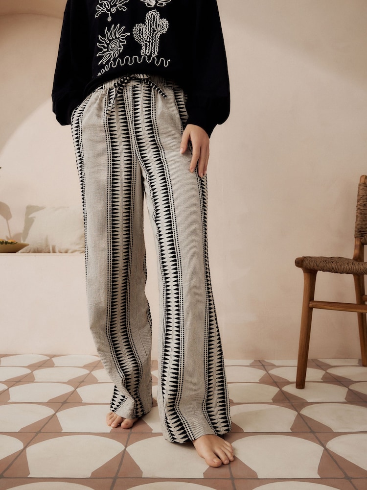 Black/White Jacquard Trousers - Image 3 of 8