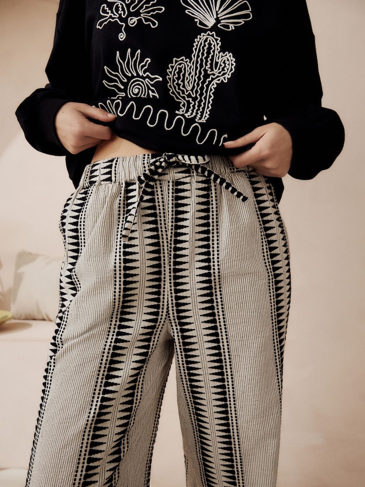 Black/White Jacquard Trousers - Image 5 of 8