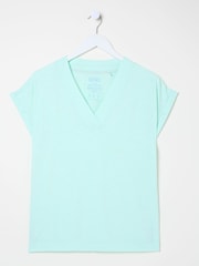Verde menta - Camiseta con cuello de pico de algodón orgánico 100% de FatFace - Imagen 5 de 5