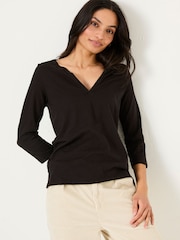 FatFace Aster Black 3/4 Sleeve T-Shirt - Image 1 of 5