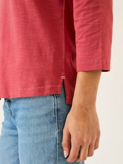 FatFace Ava Dark Pink 100% Cotton 3/4 Sleeve T-Shirt - Image 8 of 9