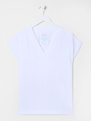 Blanco - Camiseta con cuello de pico de algodón orgánico 100% de FatFace - Imagen 10 de 10