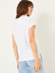 Blanco - Camiseta con cuello de pico de algodón orgánico 100% de FatFace - Imagen 2 de 10