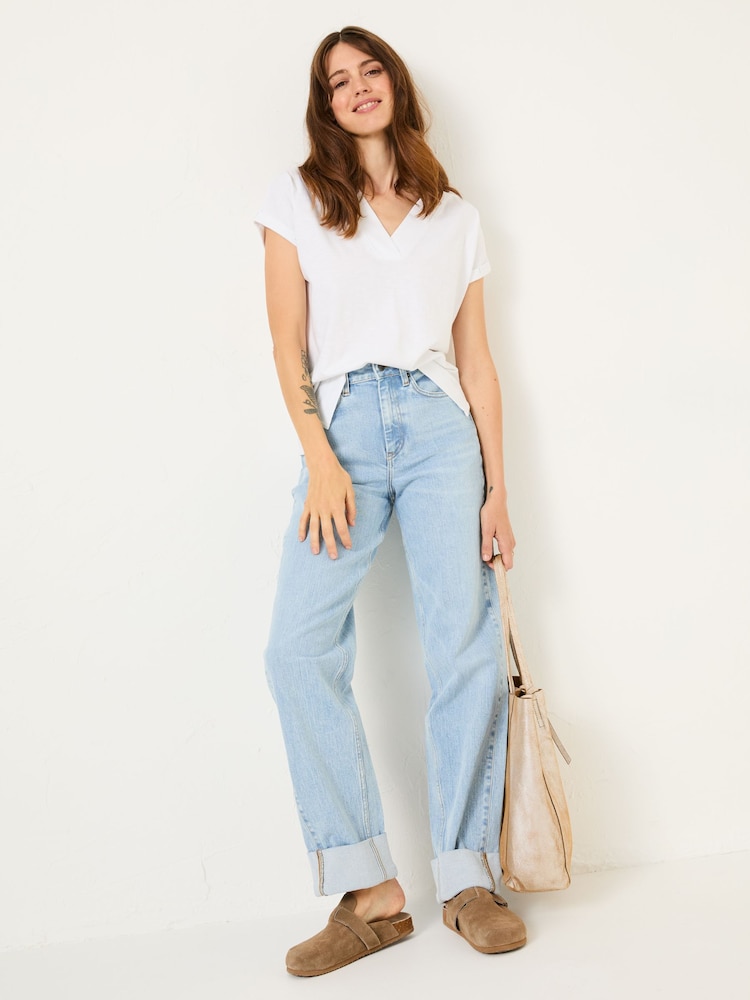 FatFace Tansy White 100% Cotton V-Neck T-Shirt - Image 3 of 10
