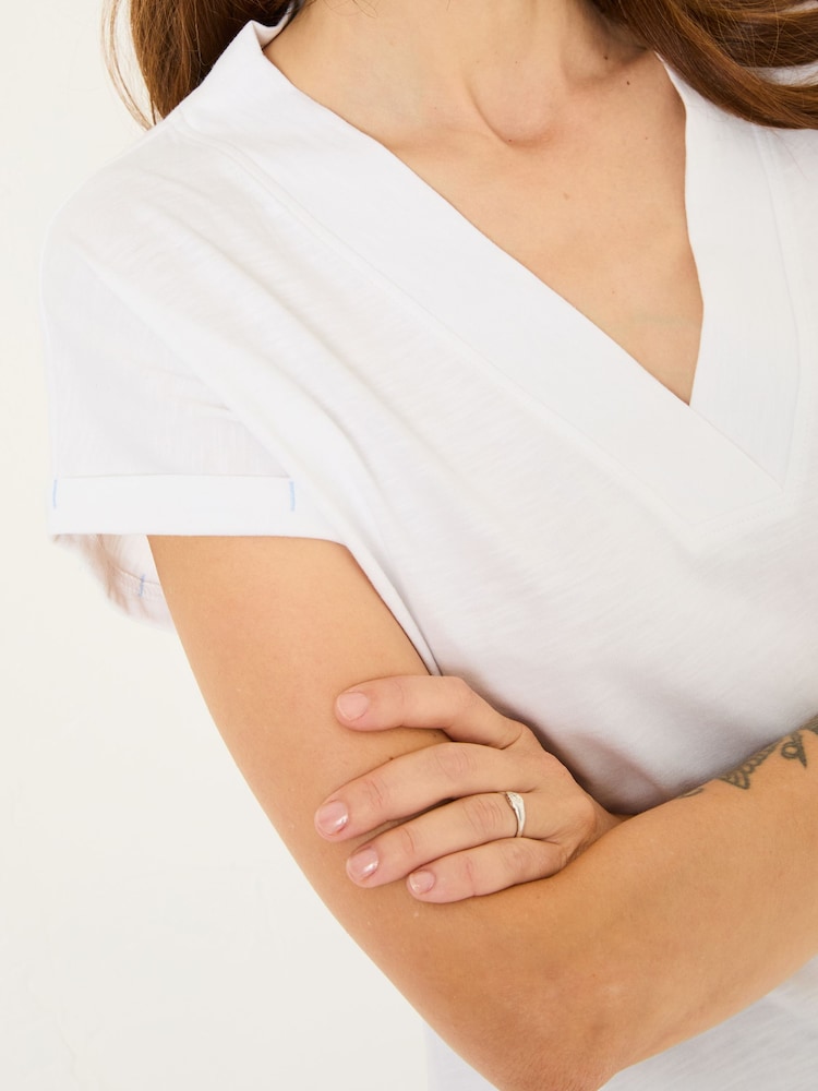 FatFace Tansy White 100% Cotton V-Neck T-Shirt - Image 4 of 10