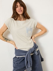 FatFace Grey Sea Graphic 100% Cotton T-Shirt - Image 1 of 9