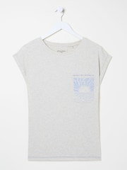 FatFace Grey Sea Graphic 100% Cotton T-Shirt - Image 9 of 9