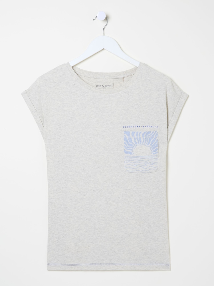 FatFace Grey Sea Graphic 100% Cotton T-Shirt - Image 9 of 9