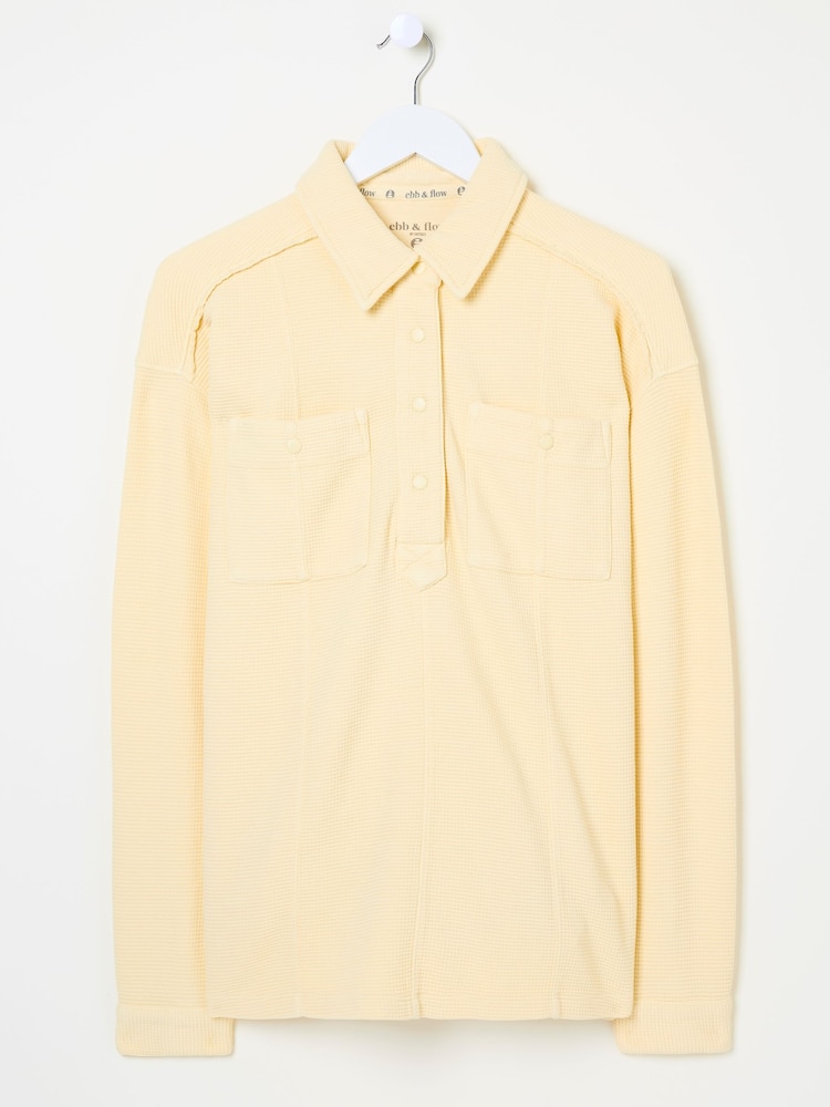 FatFace Sage Yellow Waffle Overhead 100% Cotton Top - Image 11 of 12