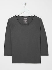 FatFace Ava Charcoal Grey 100% Cotton 3/4 Sleeve T-Shirt - Image 5 of 5