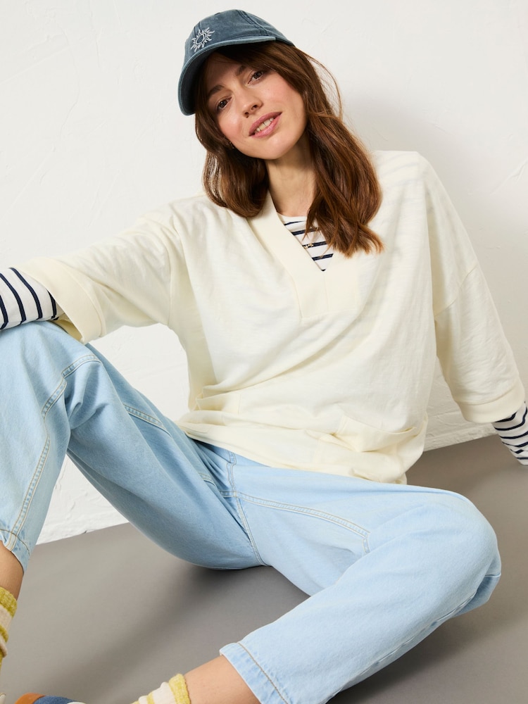 FatFace Ivory Mia V-Neck T-Shirt - Image 4 of 10