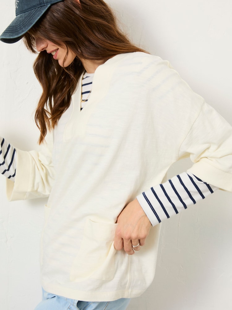FatFace Ivory Mia V-Neck T-Shirt - Image 5 of 10