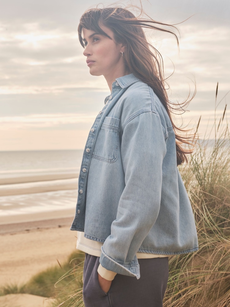 FatFace Chambray Blue Sara Chambray Shirt - Image 1 of 12