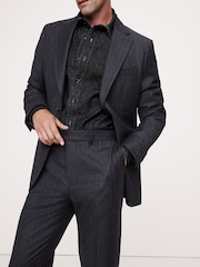 Banana Republic Navy Blue Stripe Wool Tailored Slim Fit Suit Trousers - Image 3 of 3