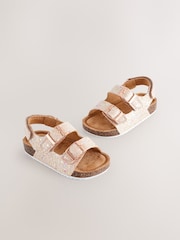 Pink Glitter Wide Fit (G) Corkbed Double Two Strap Sandals - Image 1 of 5