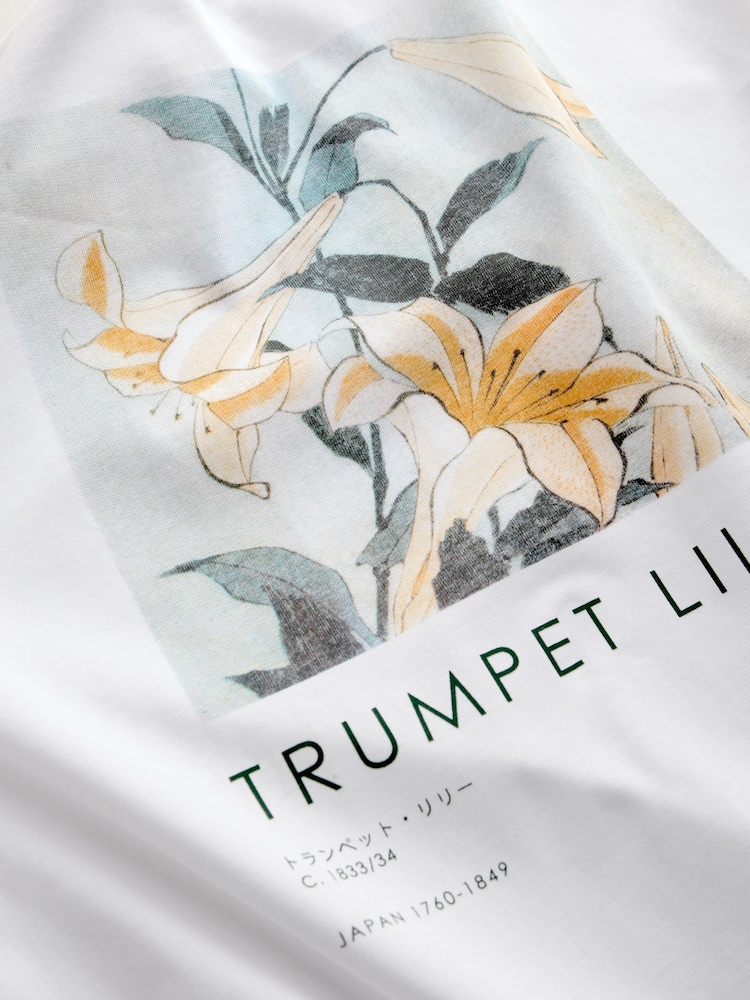 White Hokusai Floral Relaxed Fit Artist License T-Shirt - Image 10 of 10 White Hokusai Floral Relaxed Fit Artist License T-Shirt - Image 10 of 10