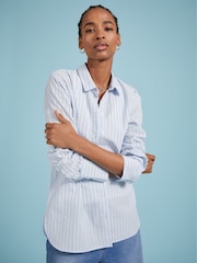 Baukjen Blue Rishma 100% Cotton Stripe Shirt - Imagen 1 de 4
