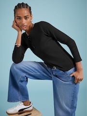 Baukjen 100% Cotton Henley Black Jumper - Image 2 of 4