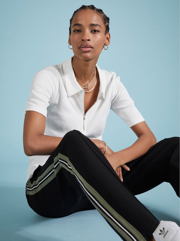 Baukjen Ivy Rib Zip Collar 100% Cotton White Top - Image 3 of 3
