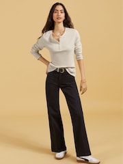 Baukjen 100% bumbac Henleys Alb Top - Imaginea 1 din 3