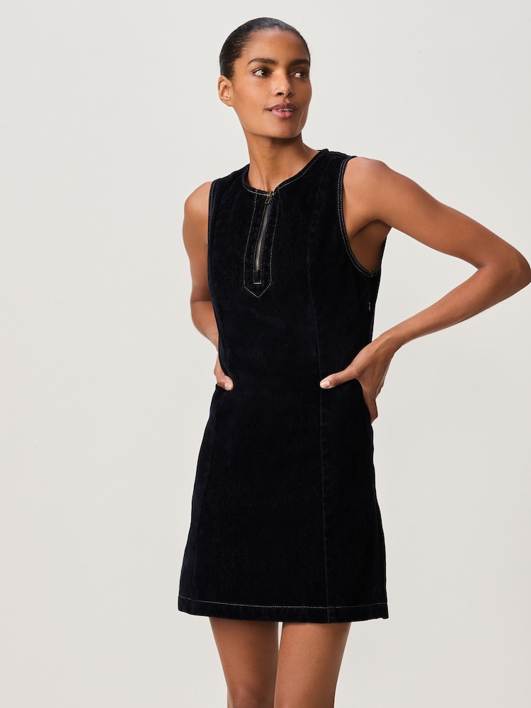 Navy Blue Flocked Mini Dress - Image 1 of 6