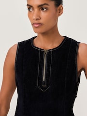 Navy Blue Flocked Mini Dress - Image 3 of 6