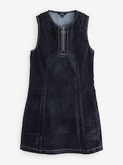 Navy Blue Flocked Mini Dress - Image 4 of 6