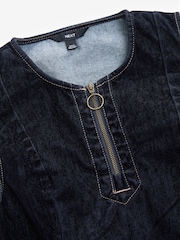 Navy Blue Flocked Mini Dress - Image 5 of 6