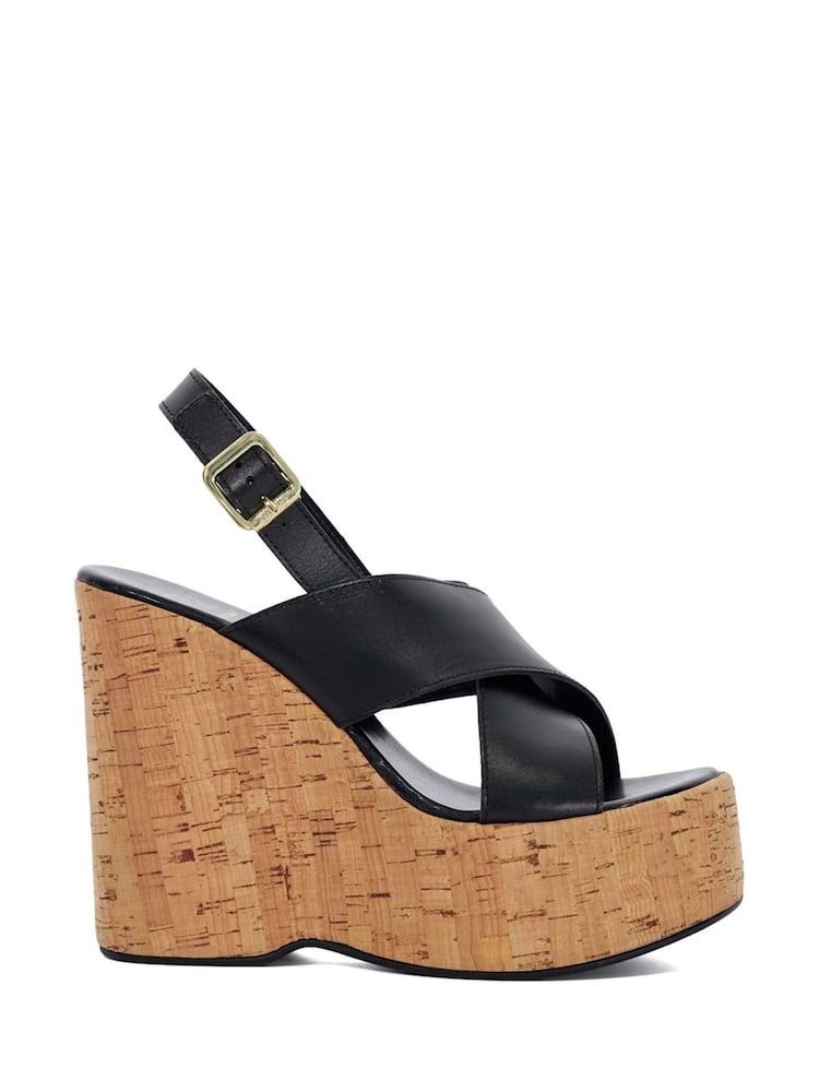 Dune London Black Kaiden Chunky Cork Wedge Sandals - Image 2 of 6