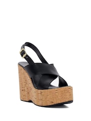 Dune London Black Kaiden Chunky Cork Wedge Sandals - Image 3 of 6