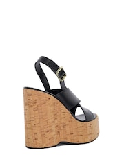 Dune London Black Kaiden Chunky Cork Wedge Sandals - Image 4 of 6
