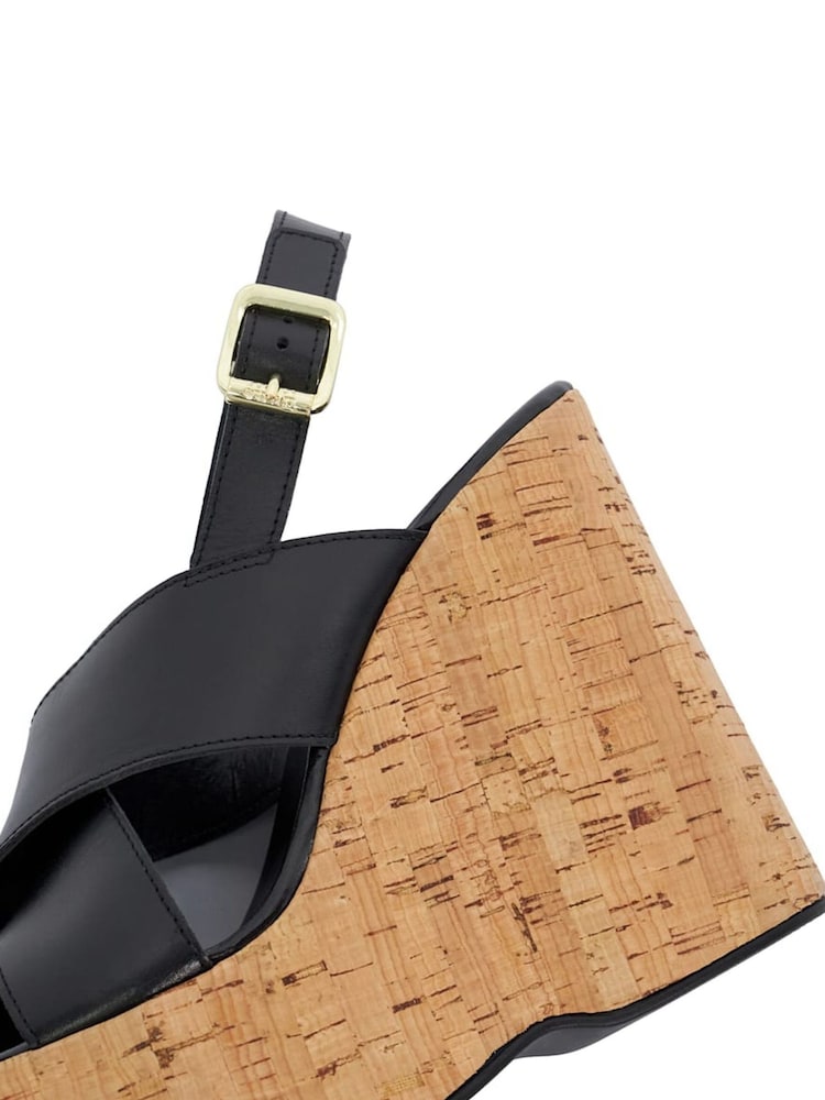 Dune London Black Kaiden Chunky Cork Wedge Sandals - Image 6 of 6