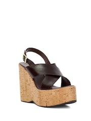 Dune London Brown Kaiden Chunky Cork Wedge Sandals - Image 2 of 6