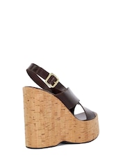 Dune London Brown Kaiden Chunky Cork Wedge Sandals - Image 4 of 6