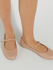 Dune London Pink Mary Jane Heida Flexible Sole 100% Cotton Shoes - Image 1 of 6